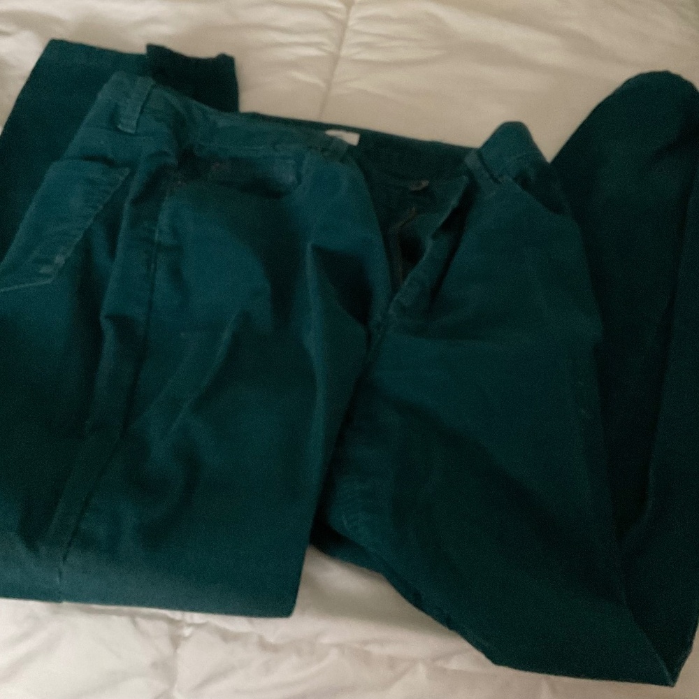Green corduroy trousers